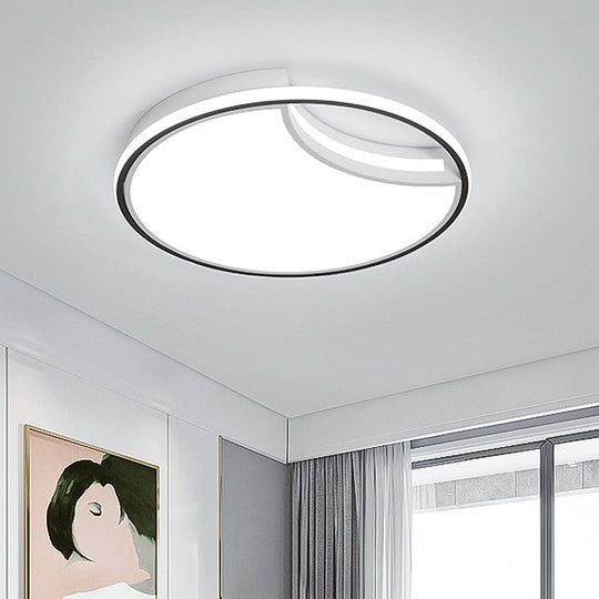 16.5"/20.5" White Segment Flush Mount Lamp - Simplicity LED Acrylic Lighting in Warm Light - Bedroom Flushmount