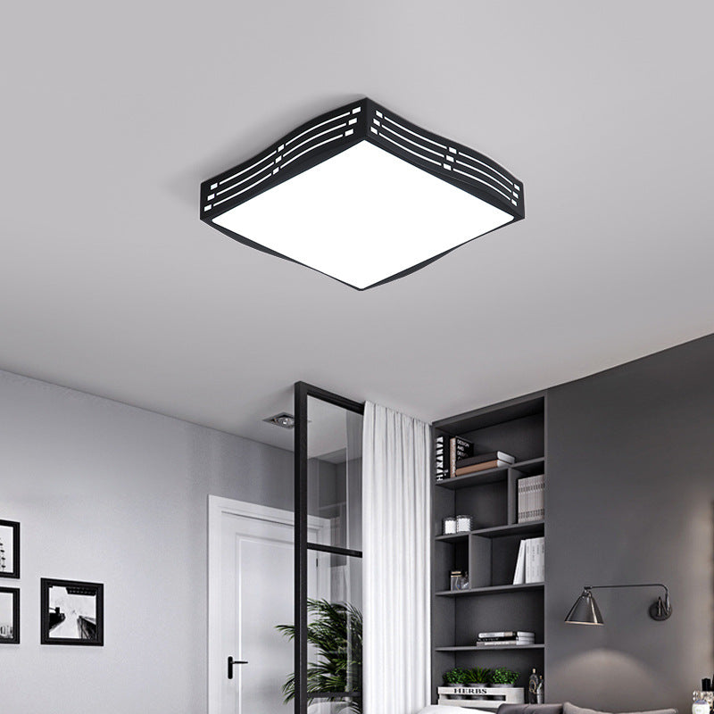 Modern Black High-Penetration LED Flushmount Light in White for Living Room Ceiling