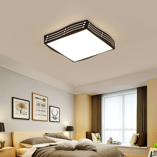 Modern Black High-Penetration LED Flushmount Light in White for Living Room Ceiling