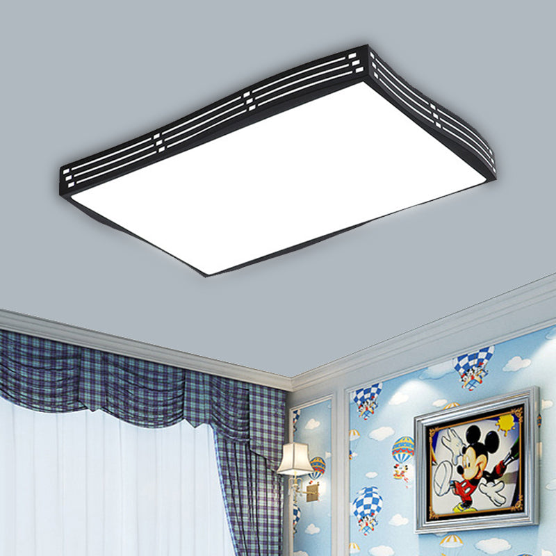 Modern Black High-Penetration LED Flushmount Light in White for Living Room Ceiling