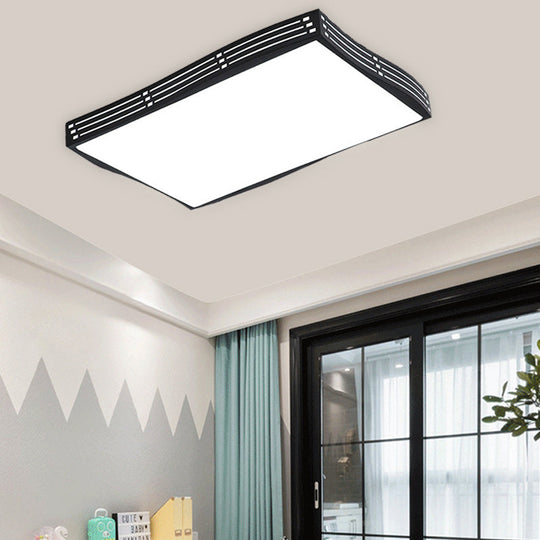 Modern Black High-Penetration LED Flushmount Light in White for Living Room Ceiling