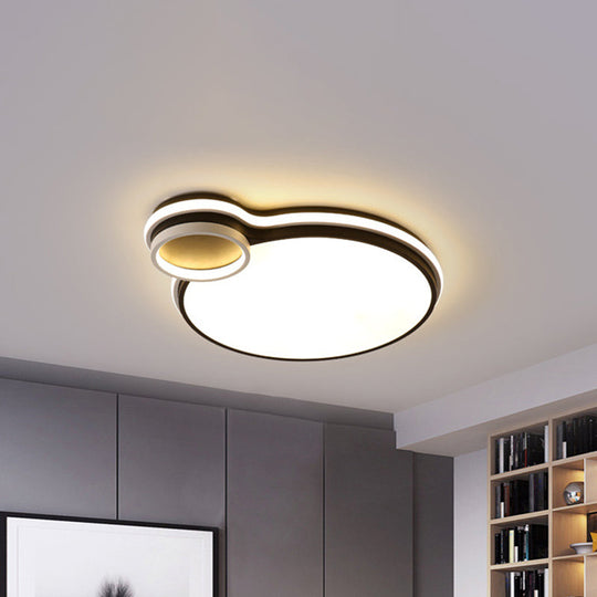 LED Bedroom Flushmount Lighting | 19" or 23" | Black & White | Round/Square Shape | Acrylic Shaded | Flush Ceiling Light | White Light