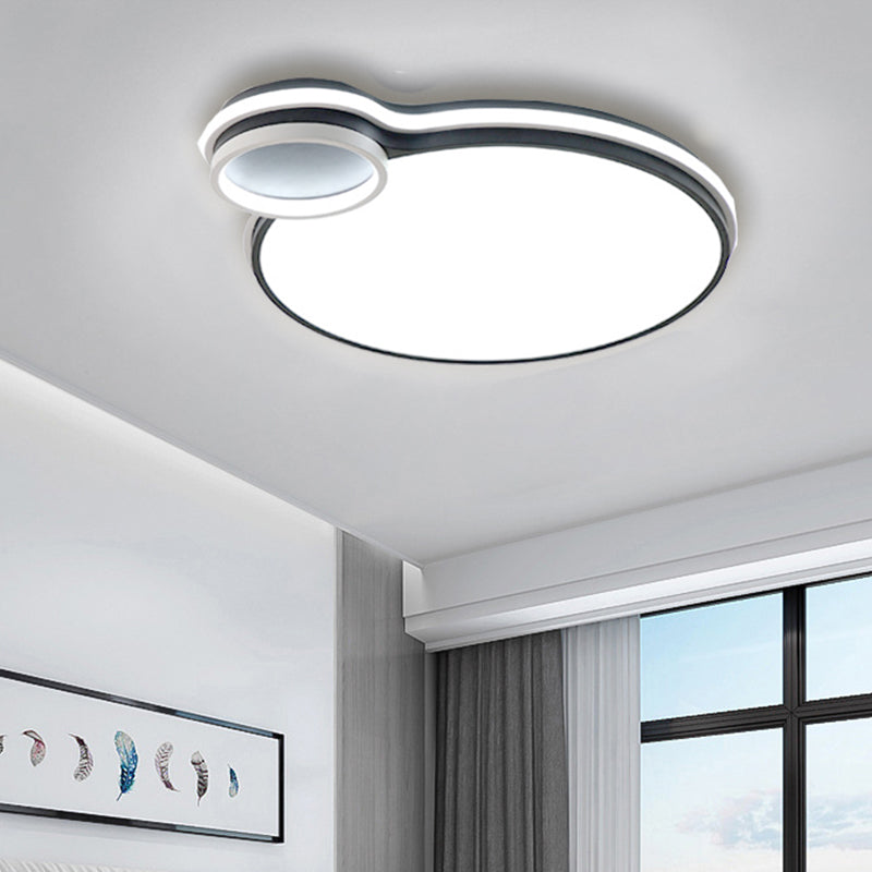 LED Bedroom Flushmount Lighting | 19" or 23" | Black & White | Round/Square Shape | Acrylic Shaded | Flush Ceiling Light | White Light