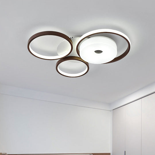 LED Coffee Flush Mount Ceiling Light with Minimal Acrylic Shade in White, 16"/19.5" Wide