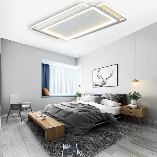 Ultra Slim Acrylic Ceiling Flush Mount LED Fixture (16"/19.5"/35.5") in Grey, with Warm/White Light