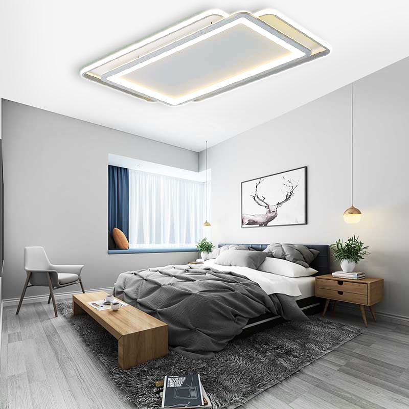 Ultra Slim Acrylic Ceiling Flush Mount Led Fixture (16/19.5/35.5) In Grey With Warm/White Light