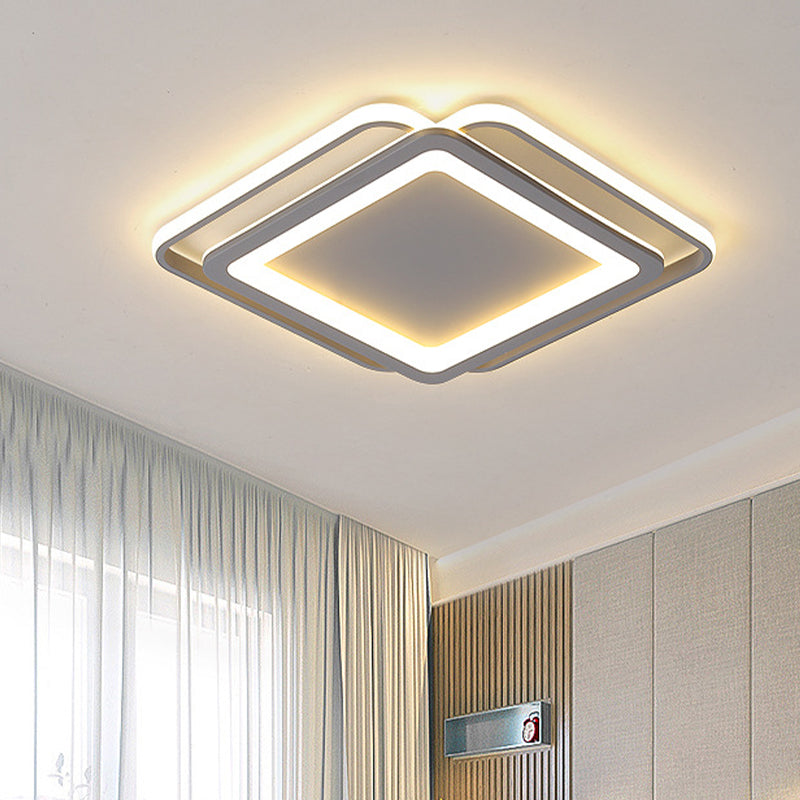 Ultra Slim Acrylic Ceiling Flush Mount LED Fixture (16"/19.5"/35.5") in Grey, with Warm/White Light