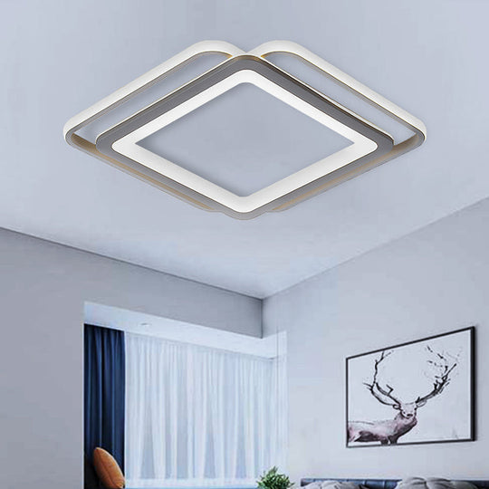 Ultra Slim Acrylic Ceiling Flush Mount LED Fixture (16"/19.5"/35.5") in Grey, with Warm/White Light