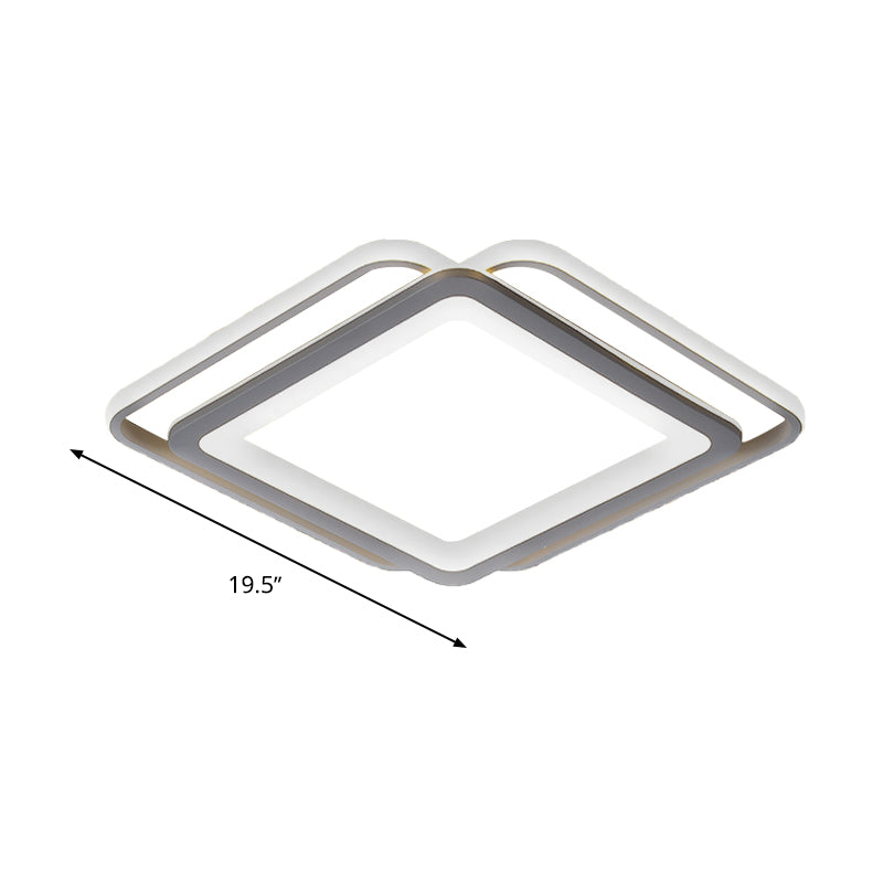 Ultra Slim Acrylic Ceiling Flush Mount LED Fixture (16"/19.5"/35.5") in Grey, with Warm/White Light