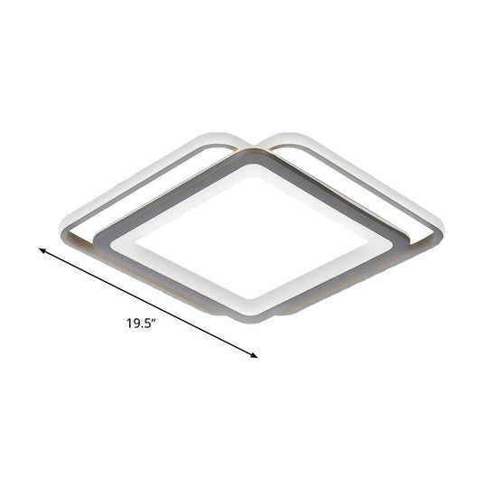 Ultra Slim Acrylic Ceiling Flush Mount LED Fixture (16"/19.5"/35.5") in Grey, with Warm/White Light