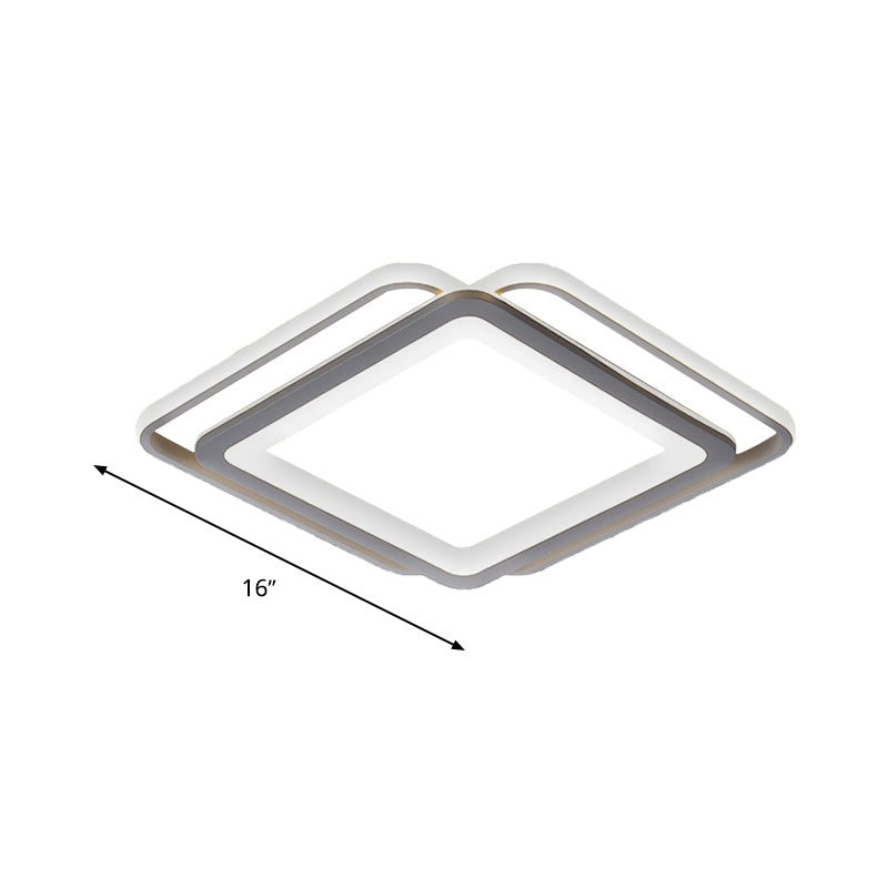 Ultra Slim Acrylic Ceiling Flush Mount LED Fixture (16"/19.5"/35.5") in Grey, with Warm/White Light