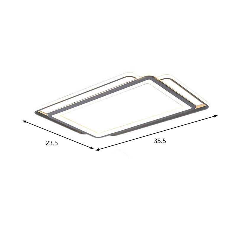 Ultra Slim Acrylic Ceiling Flush Mount LED Fixture (16"/19.5"/35.5") in Grey, with Warm/White Light