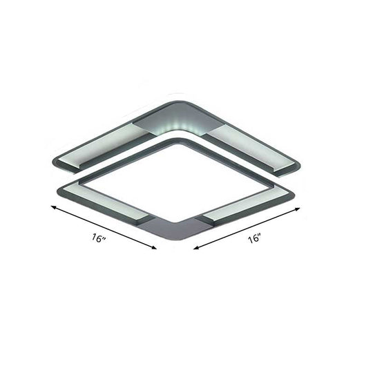 Modern Acrylic Led Flushmount Lighting - Rhombus/Rectangular Shape 16/19.5/35.5 Width Black & White