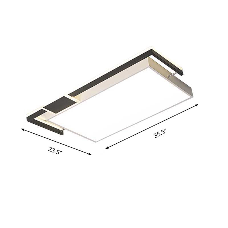 Modernist Black/Gold Led Flush Mount Lamp - 16/19.5/35.5 Wide Iron Ceiling Fixture For Living Room