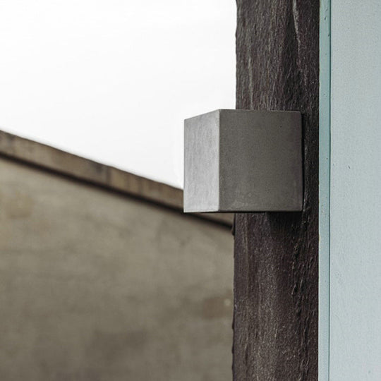 Minimalist Cement Led Wall Sconce Light For Living Room In Grey Square Shape