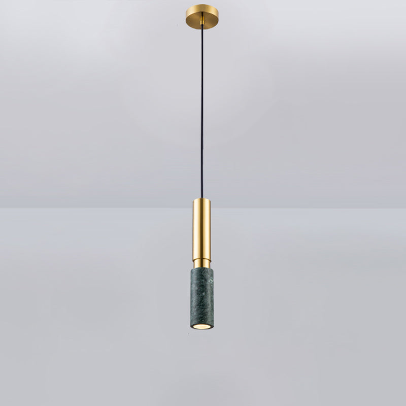 Marble Cylinder Pendant Light - Simple Suspension Fixture Green / A