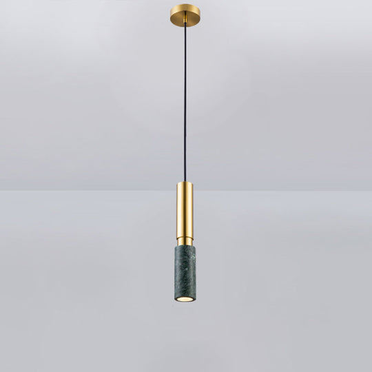 Marble Cylinder Pendant Light - Simple Suspension Fixture Green / A