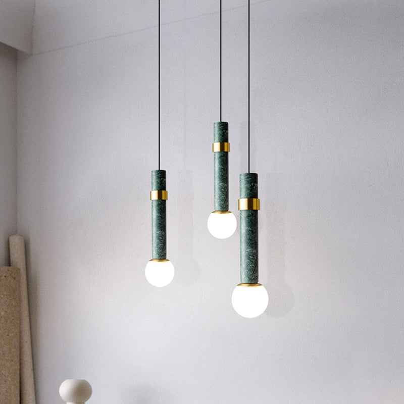 Marble Cylinder Pendant Light - Simple Suspension Fixture Green / B