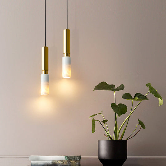 Marble Cylinder Pendant Light - Simple Suspension Fixture