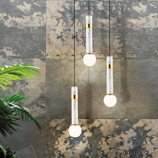 Marble Cylinder Pendant Light - Simple Suspension Fixture White / B