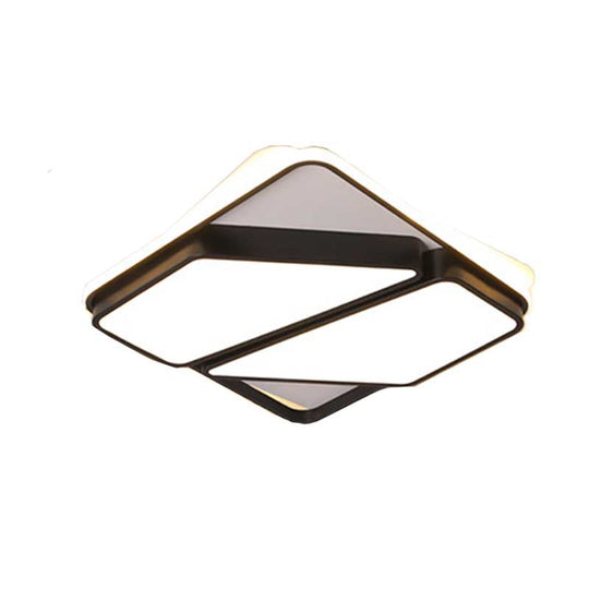 Modern Metallic Black & White Splicing-Block LED Flush Ceiling Light - 16"/19.5"/35.5