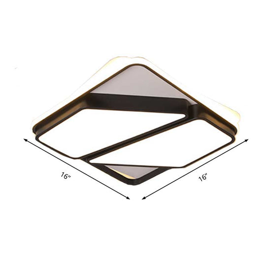 Modern Metallic Black & White Splicing-Block LED Flush Ceiling Light - 16"/19.5"/35.5