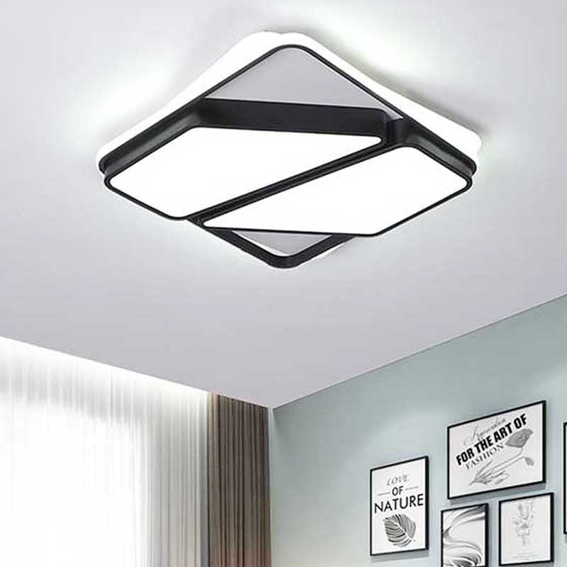 Modern Metallic Black & White Splicing-Block LED Flush Ceiling Light - 16"/19.5"/35.5