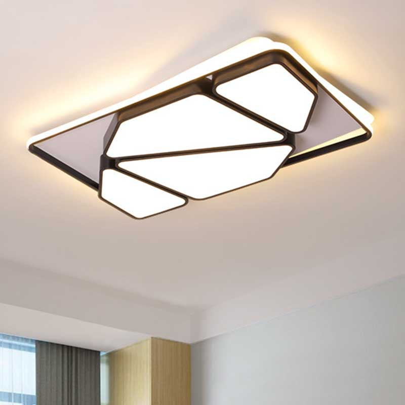 Modern Metallic Black & White Splicing-Block LED Flush Ceiling Light - 16"/19.5"/35.5