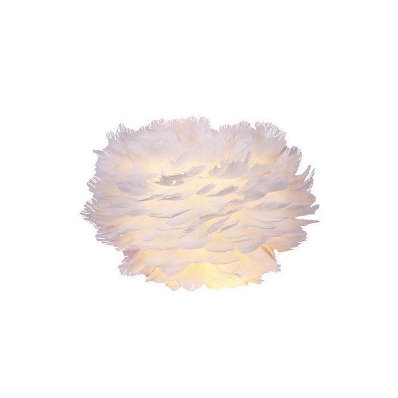 White Feather Nordic Wall Sconce With Blossoming Flower Design For Girls Bedroom Lighting