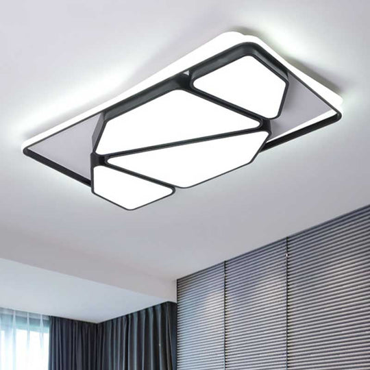 Modern Metallic Black & White Splicing-Block LED Flush Ceiling Light - 16"/19.5"/35.5