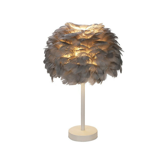 Nordic Style Feather Nightstand Lamp - 1-Light Living Room Table Light