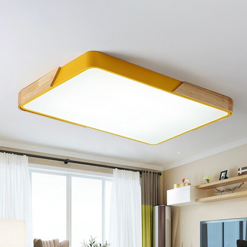 Minimalist Rectangular LED Flush Mount Ceiling Light for Living Rooms