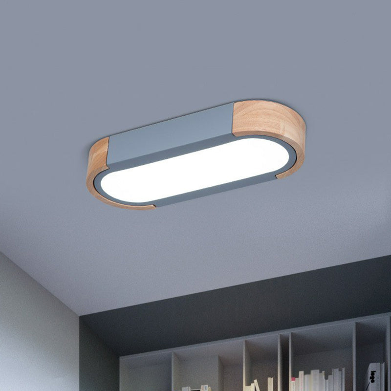 Simplistic LED Flush Mount Lighting Fixture for Living Room - Acrylic Oblong Shape