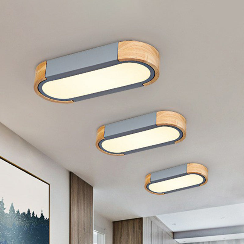 Simplistic LED Flush Mount Lighting Fixture for Living Room - Acrylic Oblong Shape