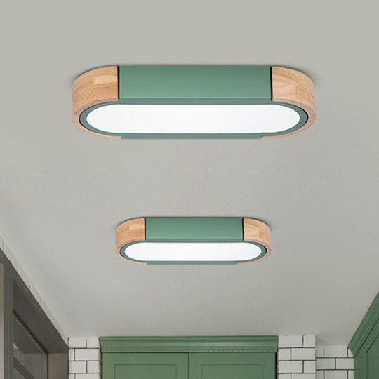 Simplistic LED Flush Mount Lighting Fixture for Living Room - Acrylic Oblong Shape