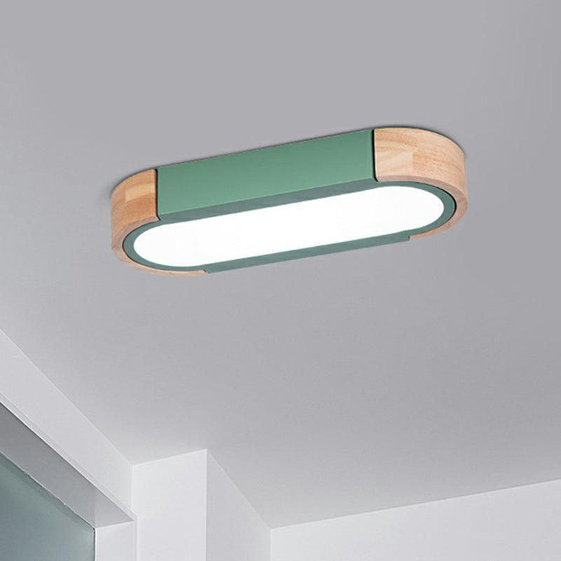 Simplistic LED Flush Mount Lighting Fixture for Living Room - Acrylic Oblong Shape