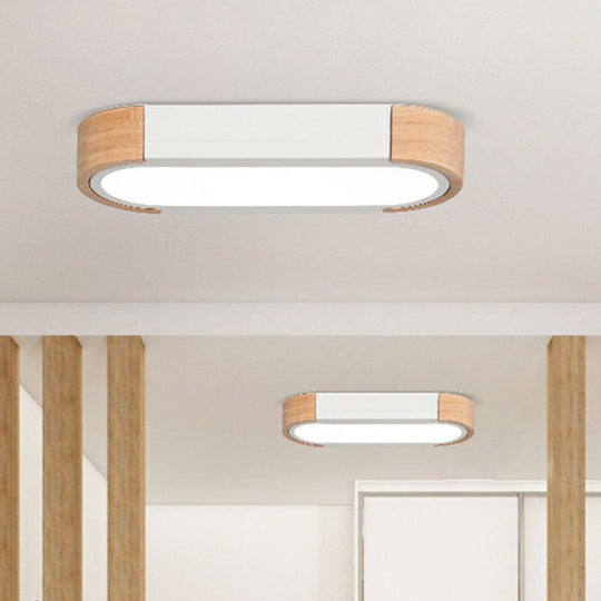 Simplistic LED Flush Mount Lighting Fixture for Living Room - Acrylic Oblong Shape