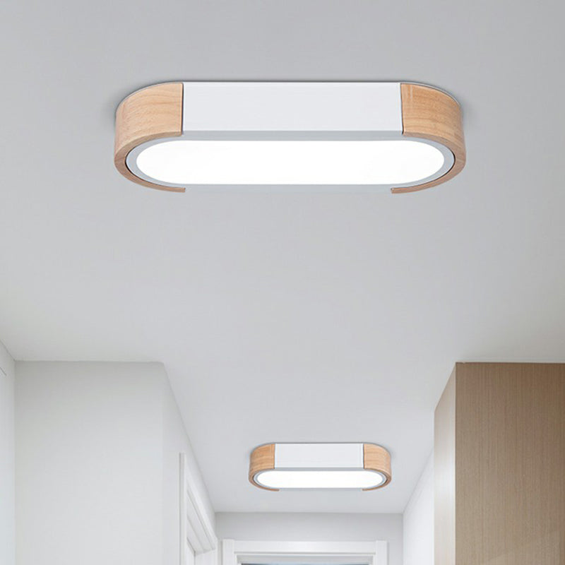 Simplistic LED Flush Mount Lighting Fixture for Living Room - Acrylic Oblong Shape