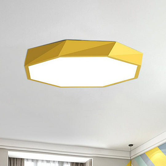 Simplicity Acrylic Octagonal Flush Ceiling Light - Led Mount Fixture For Bedrooms Yellow / Small