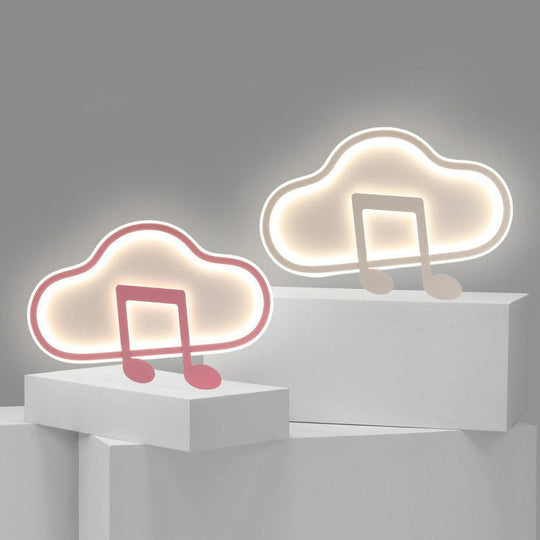 Macaron Led Flush Ceiling Light With Cloud And Musical Note Design