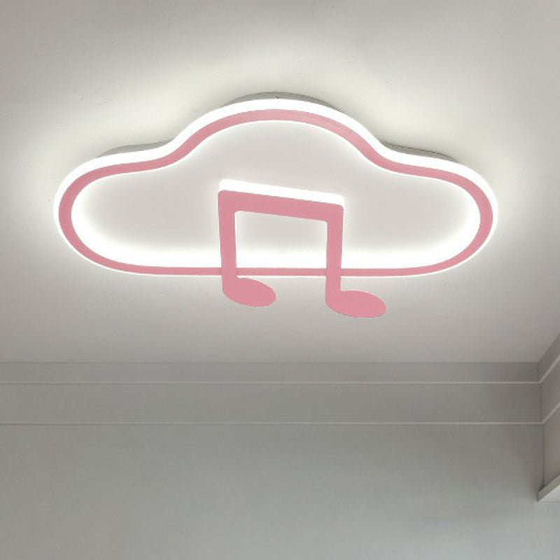 Macaron LED Flush Ceiling Light with Cloud and Musical Note Design