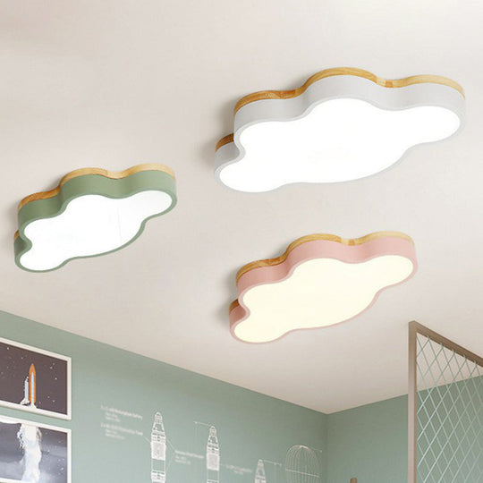 Sleek LED Flush Mount for Kids' Bedroom: Cloud Acrylic Fixture