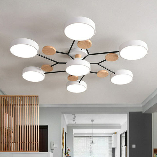 Simplistic 7-Head Acrylic Round Shade Led Ceiling Chandelier Light Fixture