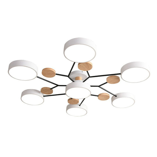 Simplistic 7-Head Acrylic Round Shade Led Ceiling Chandelier Light Fixture