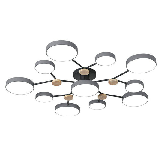 Modern Round Living Room Chandelier Pendant Light - Nordic Style Acrylic 11 Heads