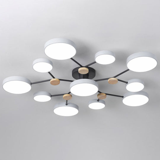 Modern Round Living Room Chandelier Pendant Light - Nordic Style Acrylic 11 Heads