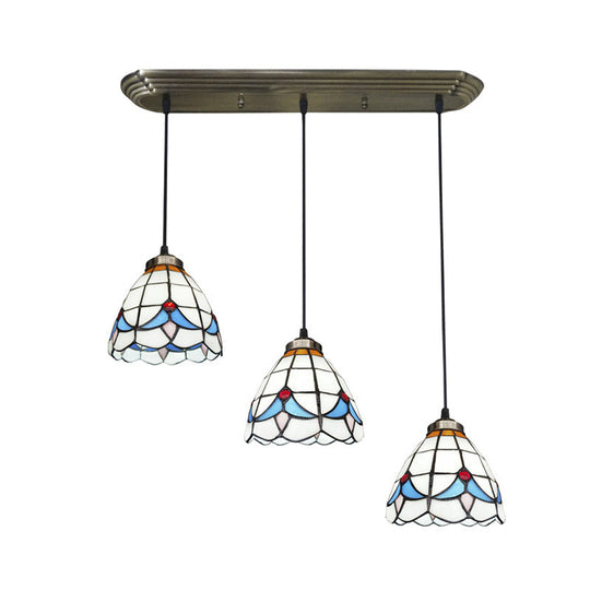 Bronze Stained Glass Pendant Light With Traditional Shade Design - 3 Heads / Lily