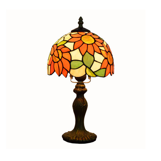 Tiffany Sunflower Stained Glass Table Lamp 1-Light Orange Color