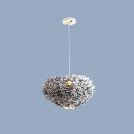 Minimalistic Feather Chandelier For Girls Bedroom Ceiling Lighting Grey / 12