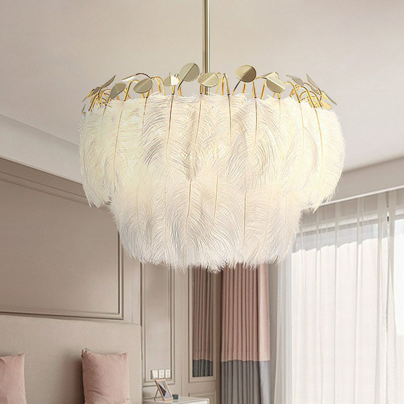 Nordic Style Gold Feather Nursery Pendant Chandelier Light Fixture